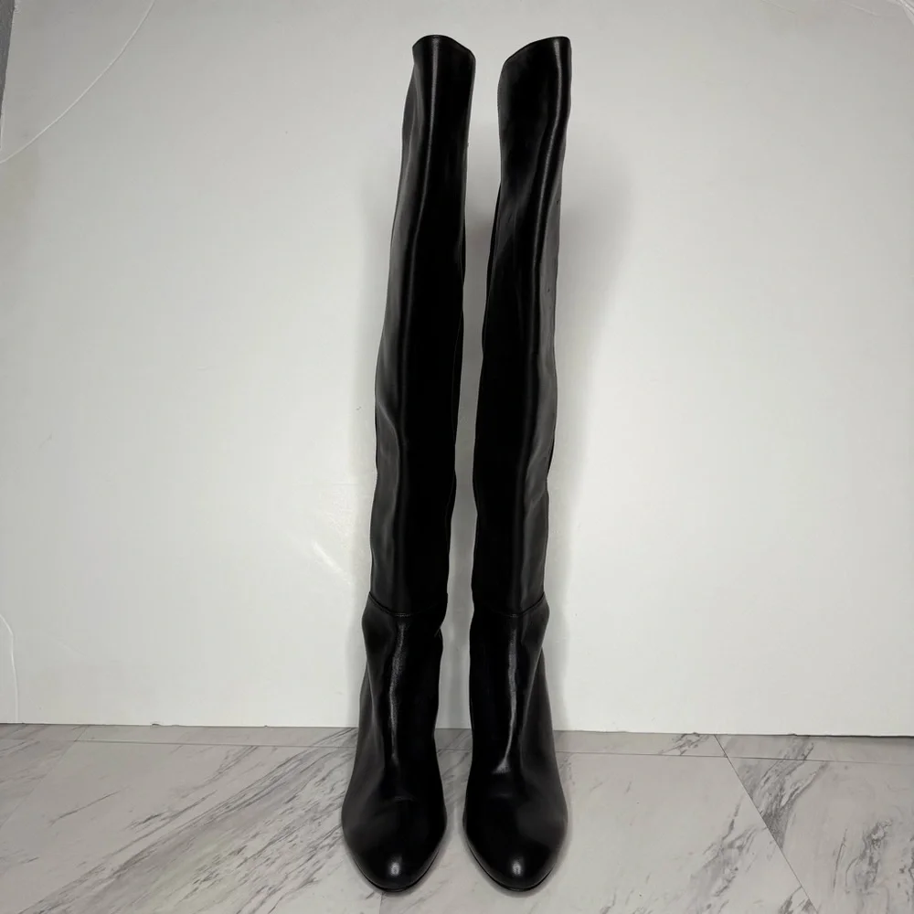 Stuart Weitzman Black Leather Over the Knee Boot 7B